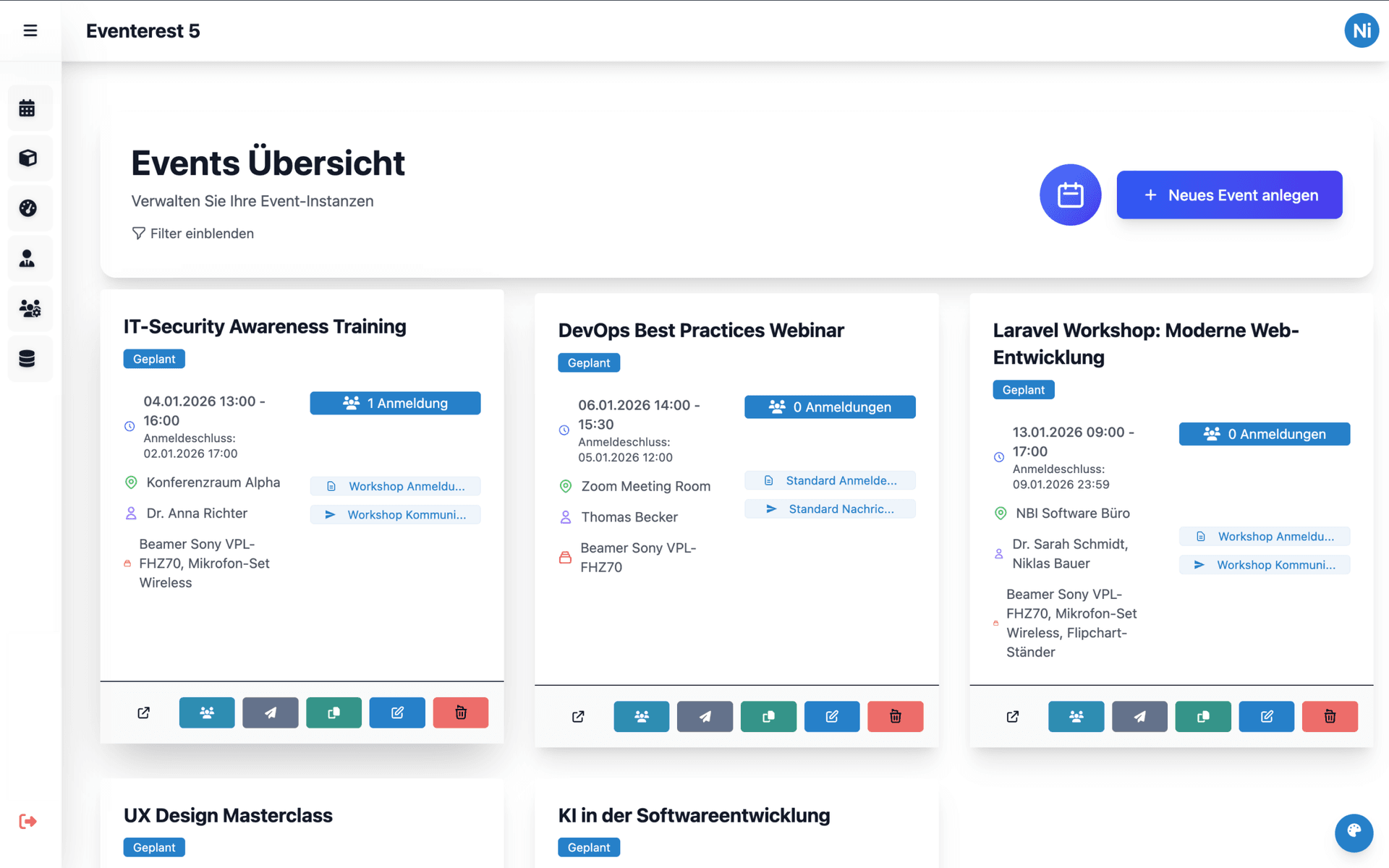 Eventerest Übersicht